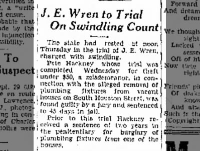 Another J.E. Wren...Sept 29, 1932. Pop was 10. His father had died when he was 8.