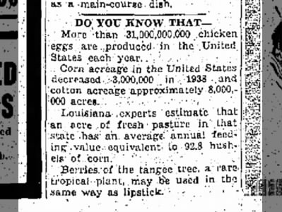 Cool agricultural facts in 1939.