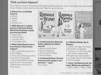 Ramona Quimby Quiz