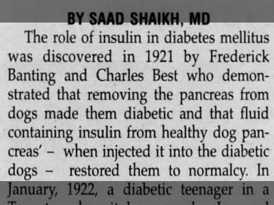 Dogs used in insulin discovery