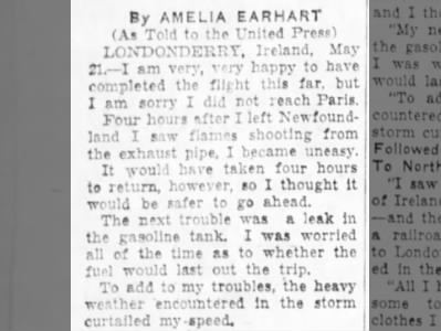 Amelia Earhart wished she'd made it to Paris
