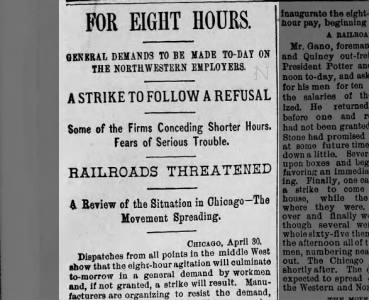 Eight hour workday strike
