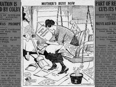 Cartoon from the day 19th Amendment added to Constitution