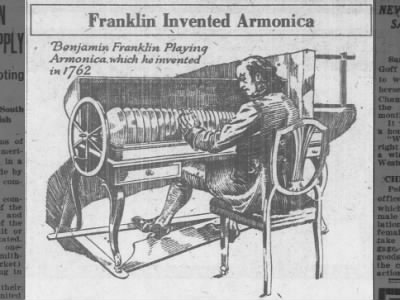 Benjamin Franklin playing the Armonica