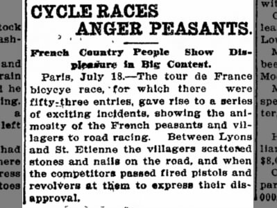 Aversion to the tour de France bicycle race