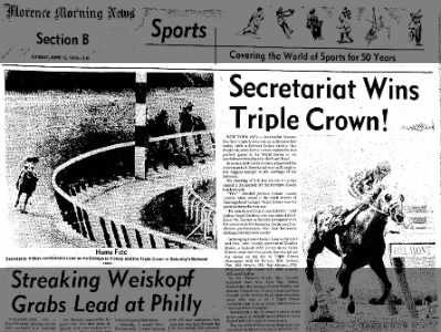 Secretariat first horse in 25 years to win triple crown