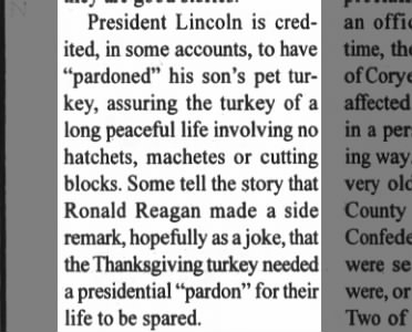 Lincoln's Turkey History