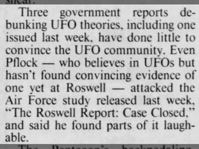 Roswell Report not convincing for some